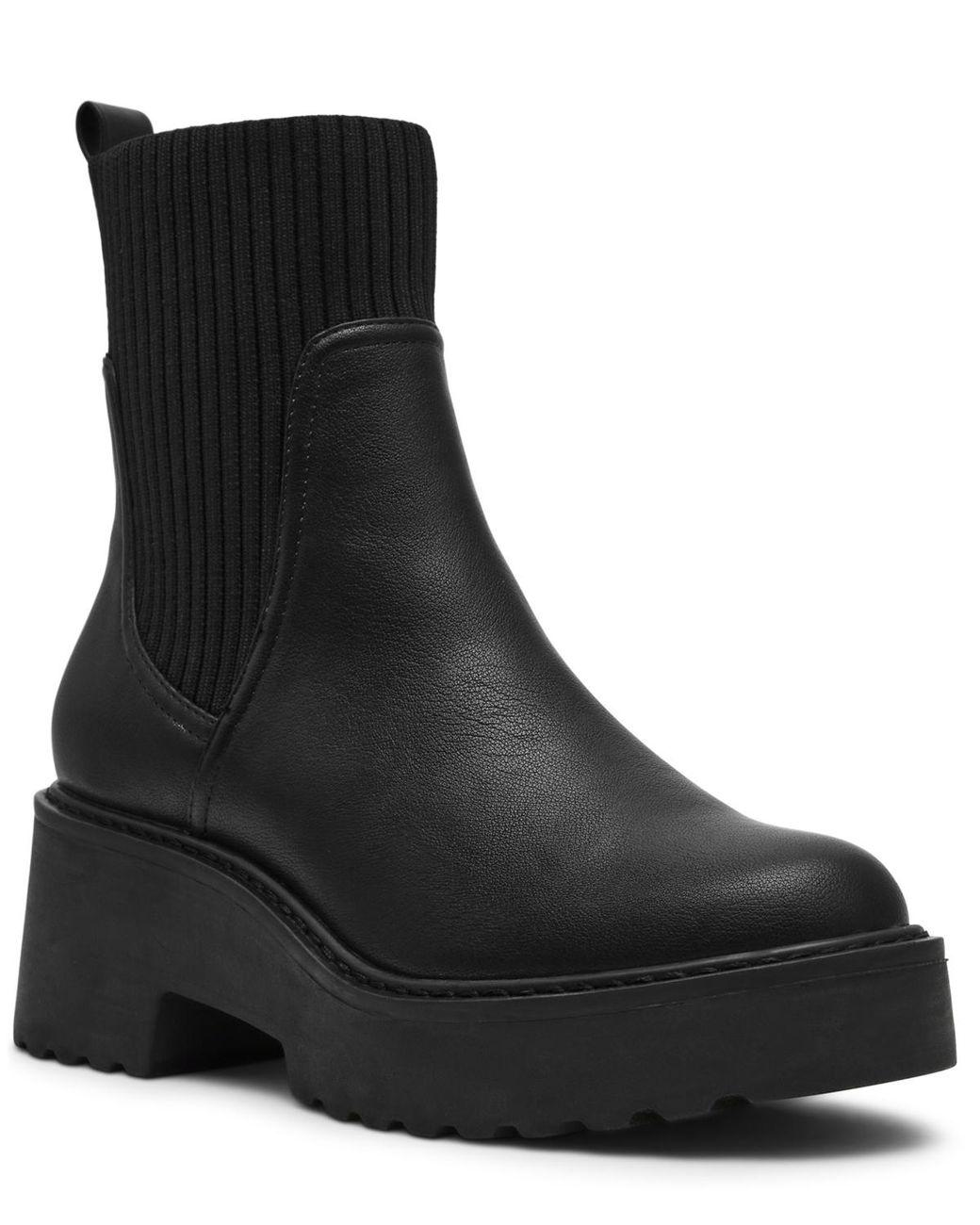 Women's Black Zepplin Lug Sole Chelsea Booties