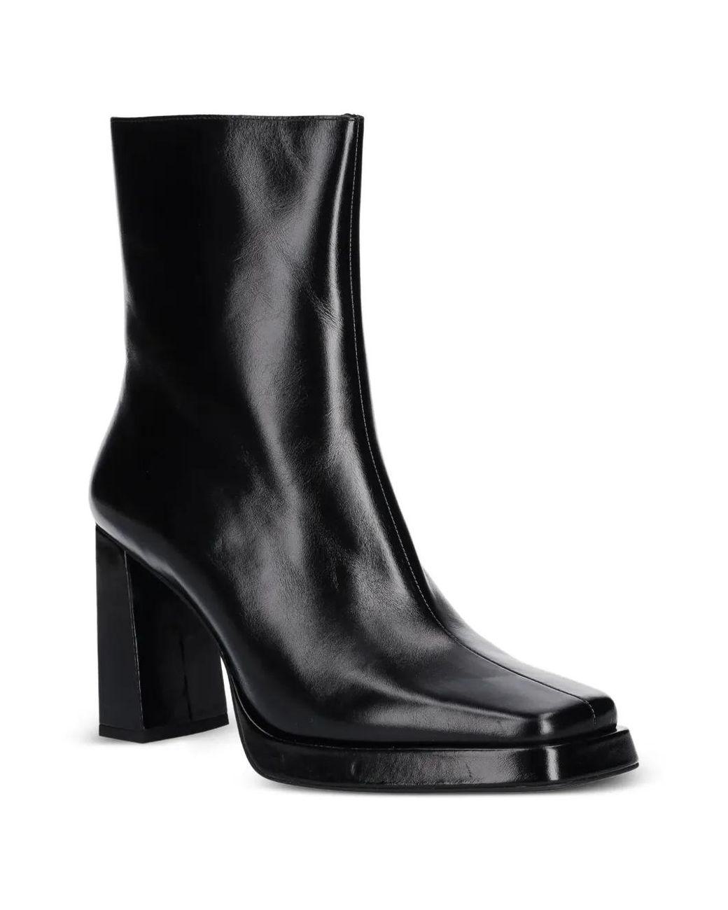 Women's Black Square-Toe Zip-Up Ankle Boots