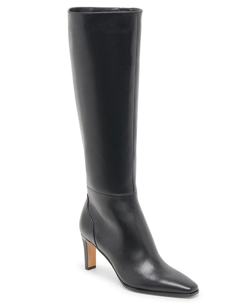 Women's Black Emmi Pointed-toe Blade-heel Knee-high Tall Dress Boots