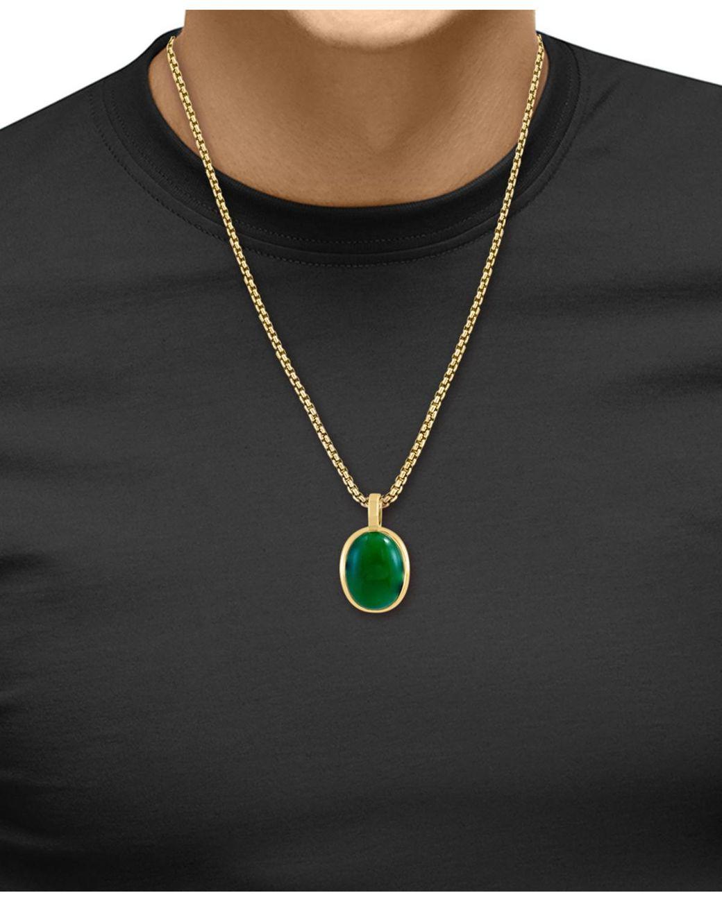 Men's Metallic Effy Dyed Jade Oval Cabochon 22" Pendant Necklace