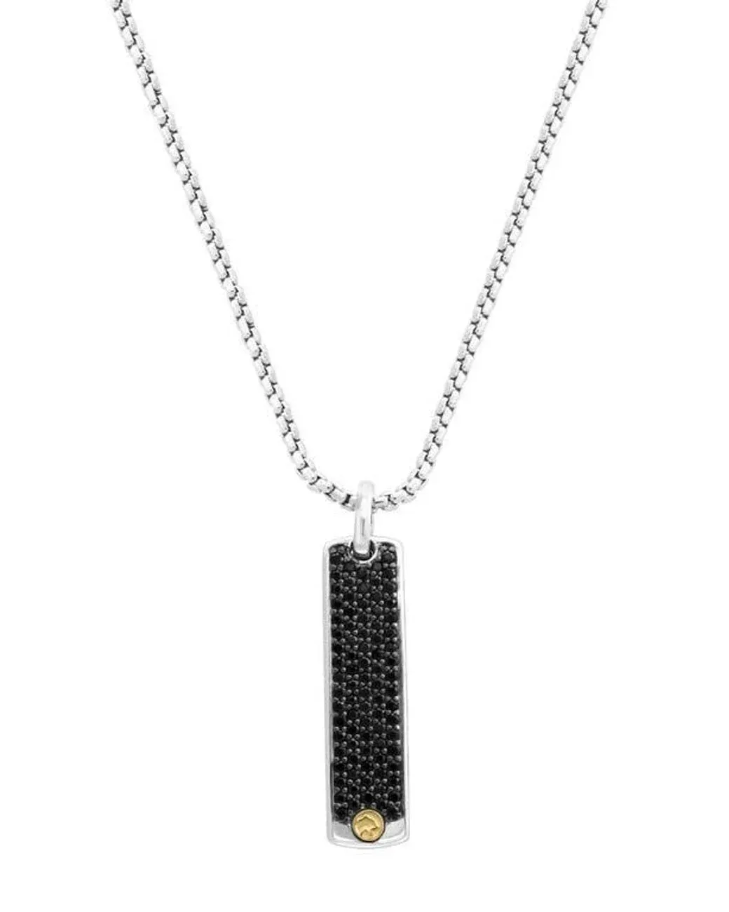 Men's Black Sterling & 18K Sapphire Pendant Necklace
