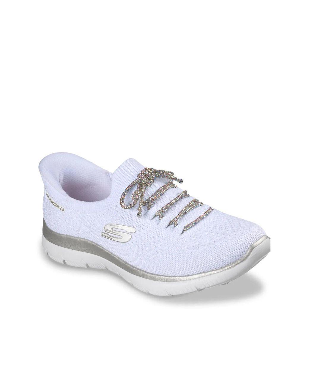 Women's White Hands Free Slipins Summits Crystal Dream Sneaker