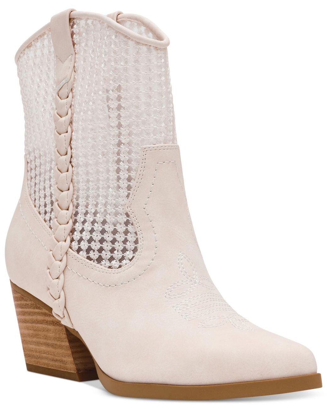 Women's Natural Karyn Mesh Pull-on Western Cowboy Booties