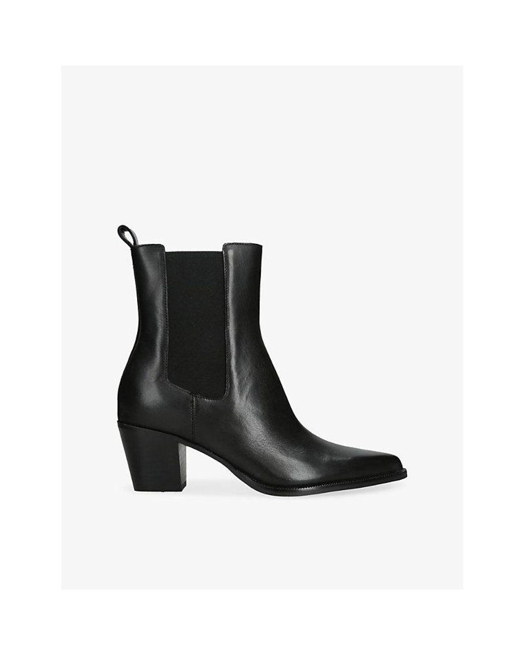 Women's Black Shadie H2O Leather Heeled Ankle Boots