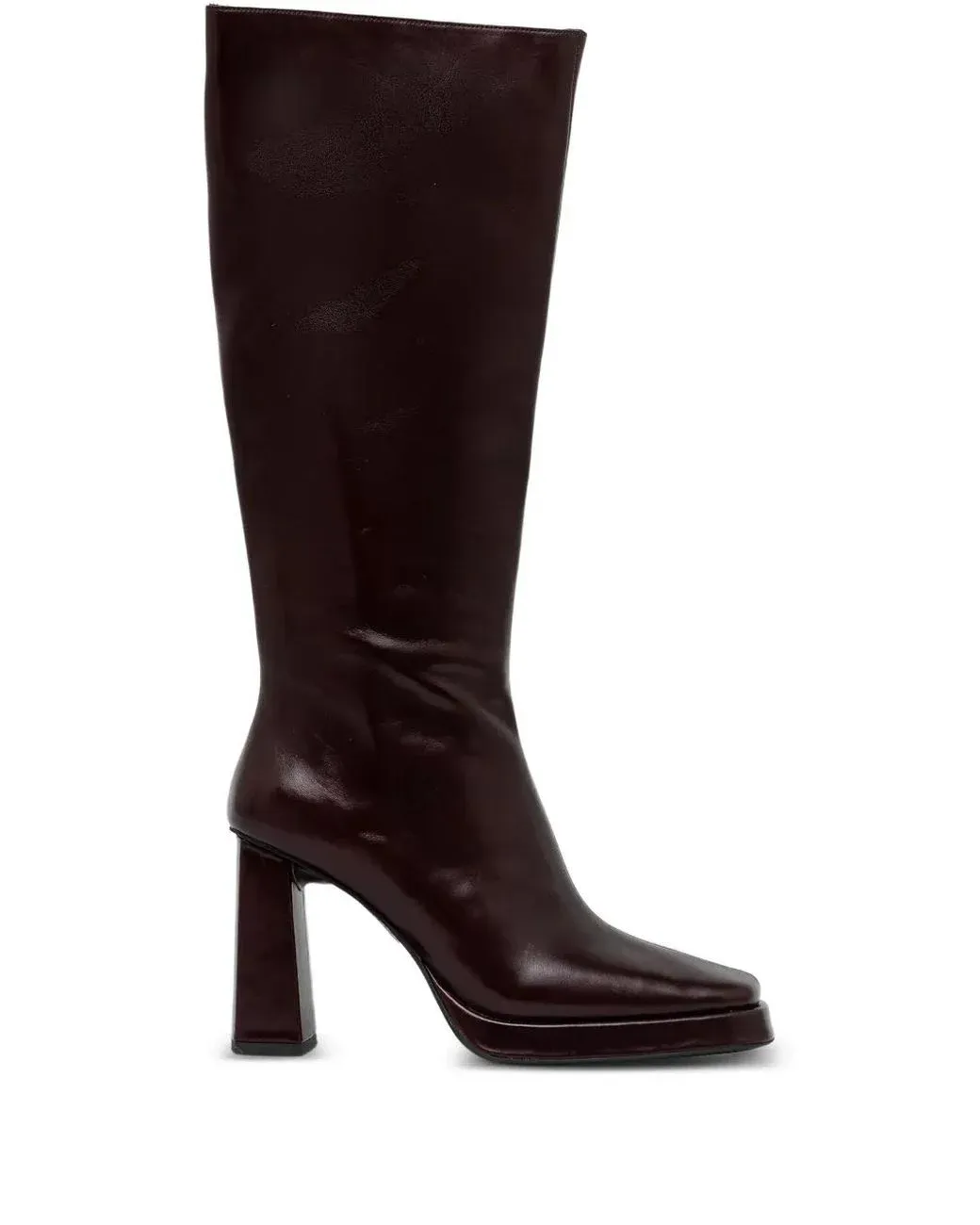 Women's Brown Maximal-3 Square-Toe Heeled Knee-High Boots
