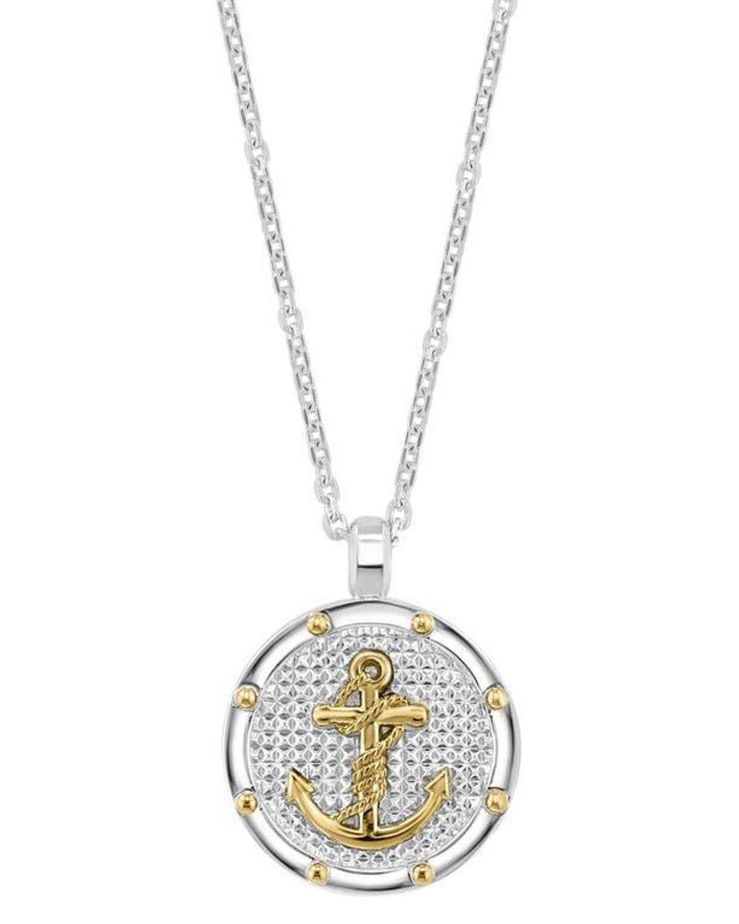 Men's Metallic Sterling & 18K Anchor Pendant Necklace