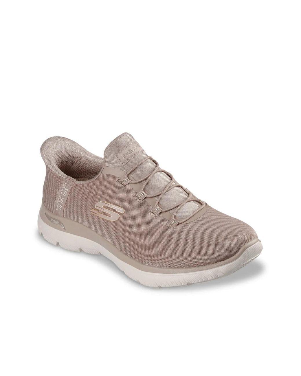 Women's Gray Wide Width Hands Free Slipins Arch Fit Summits Luxe Leopard Slipon Sneaker