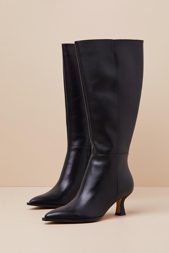 Dolce Vita Auggie Wide Calf Leather Pointed-Toe Knee-High Boots