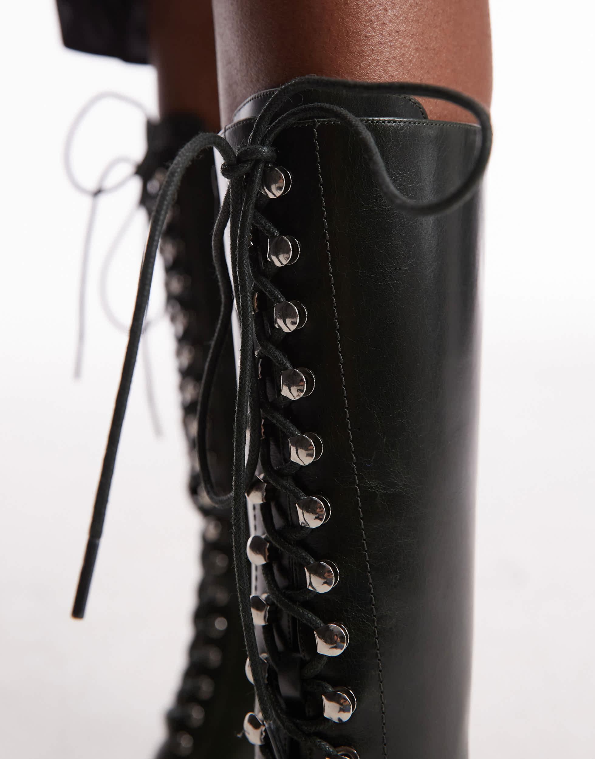 Jeffrey Campbell Knee-high Victorian Lace-up Heeled Boots
