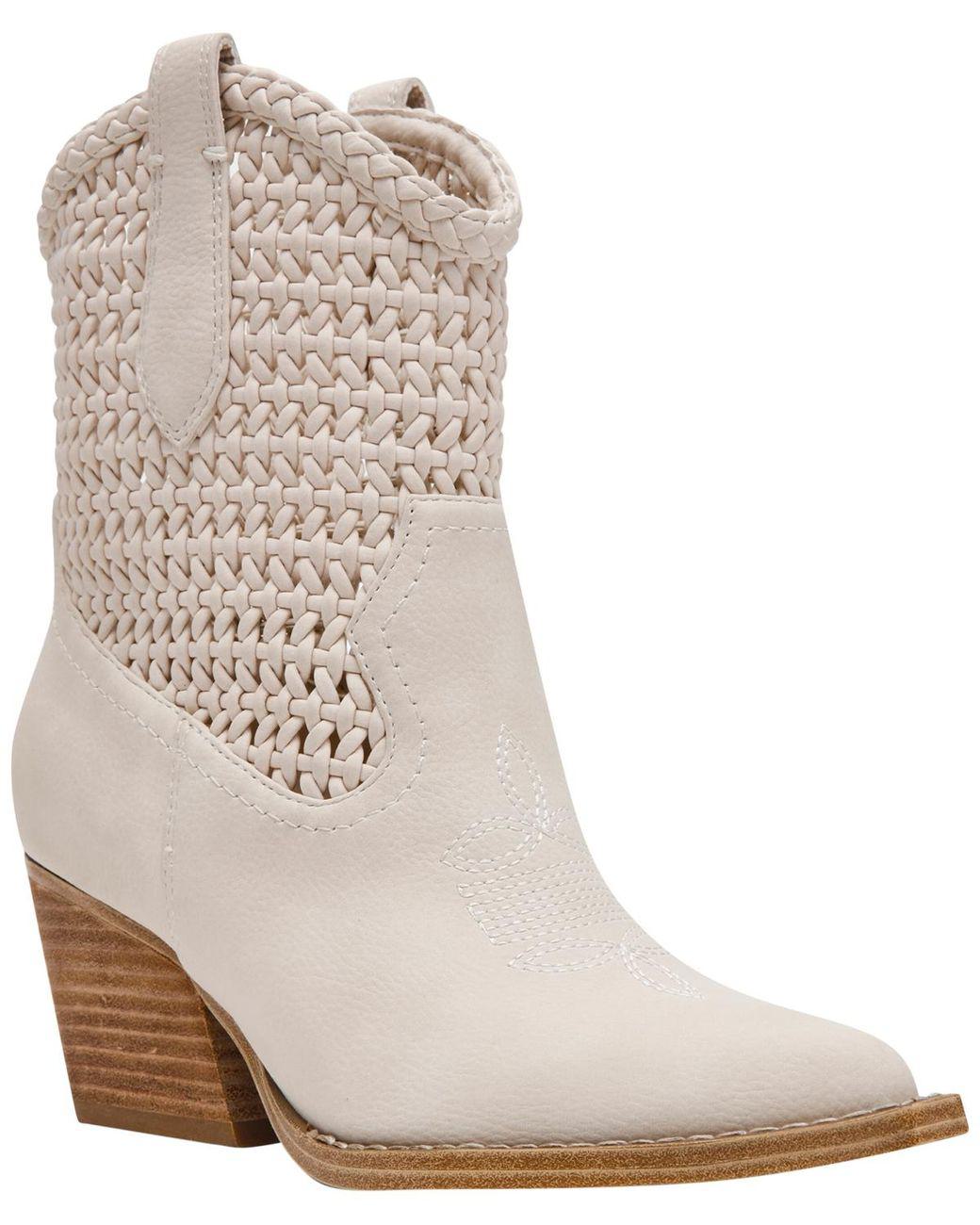 Women's Natural Alessia Woven Pull-on Cowboy Western Booties