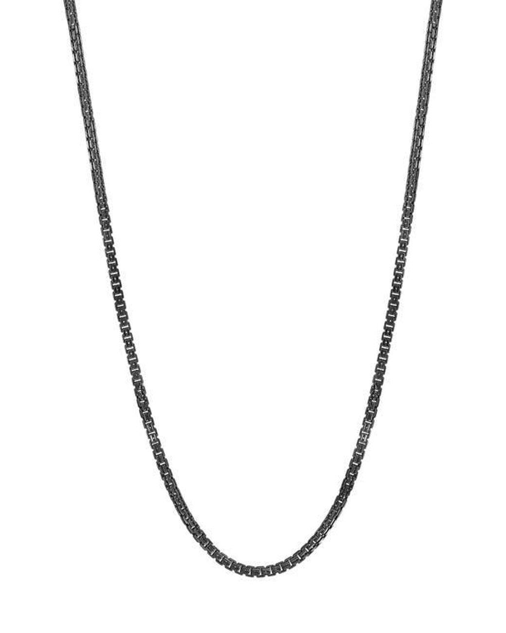 Men's Black Sterling Box Chain Necklace