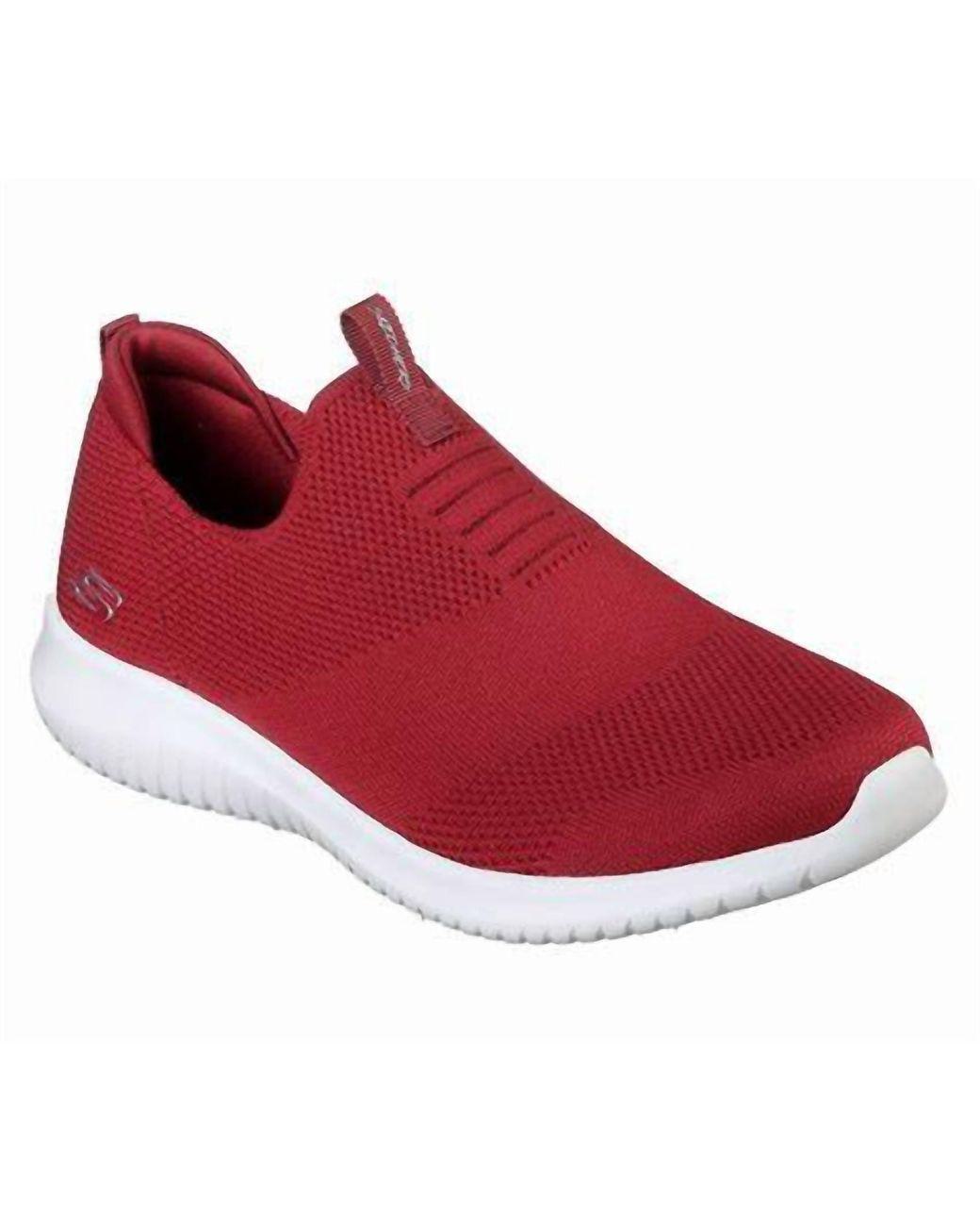 Women's Red Ultra Flex First Take Slip On Sneakers