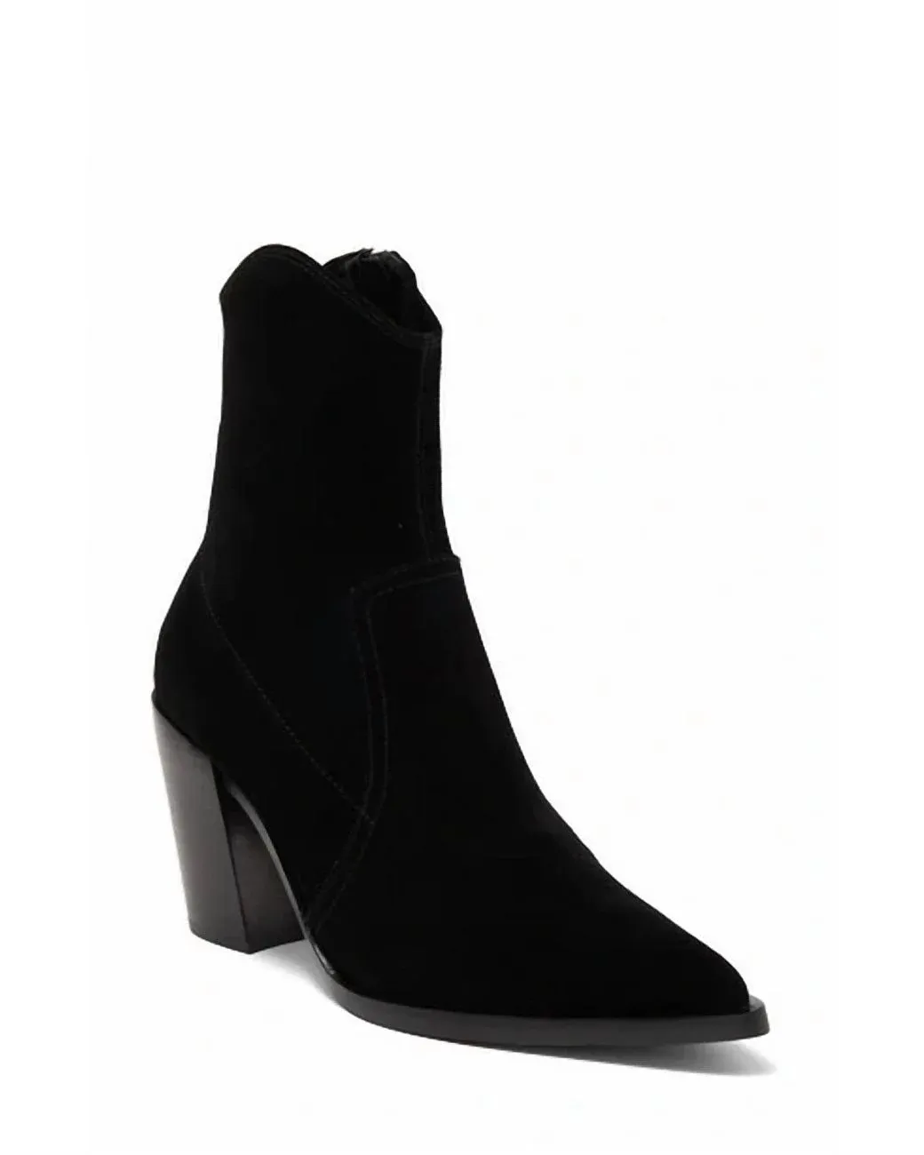 Women's Black Jolena Suede Leather Western Ankle Bootie