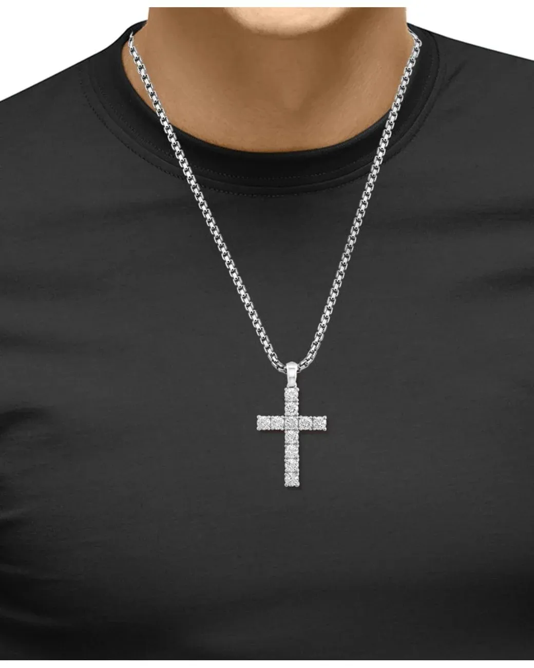 Men's Metallic Effy Zircon Cross 22" Pendant Necklace