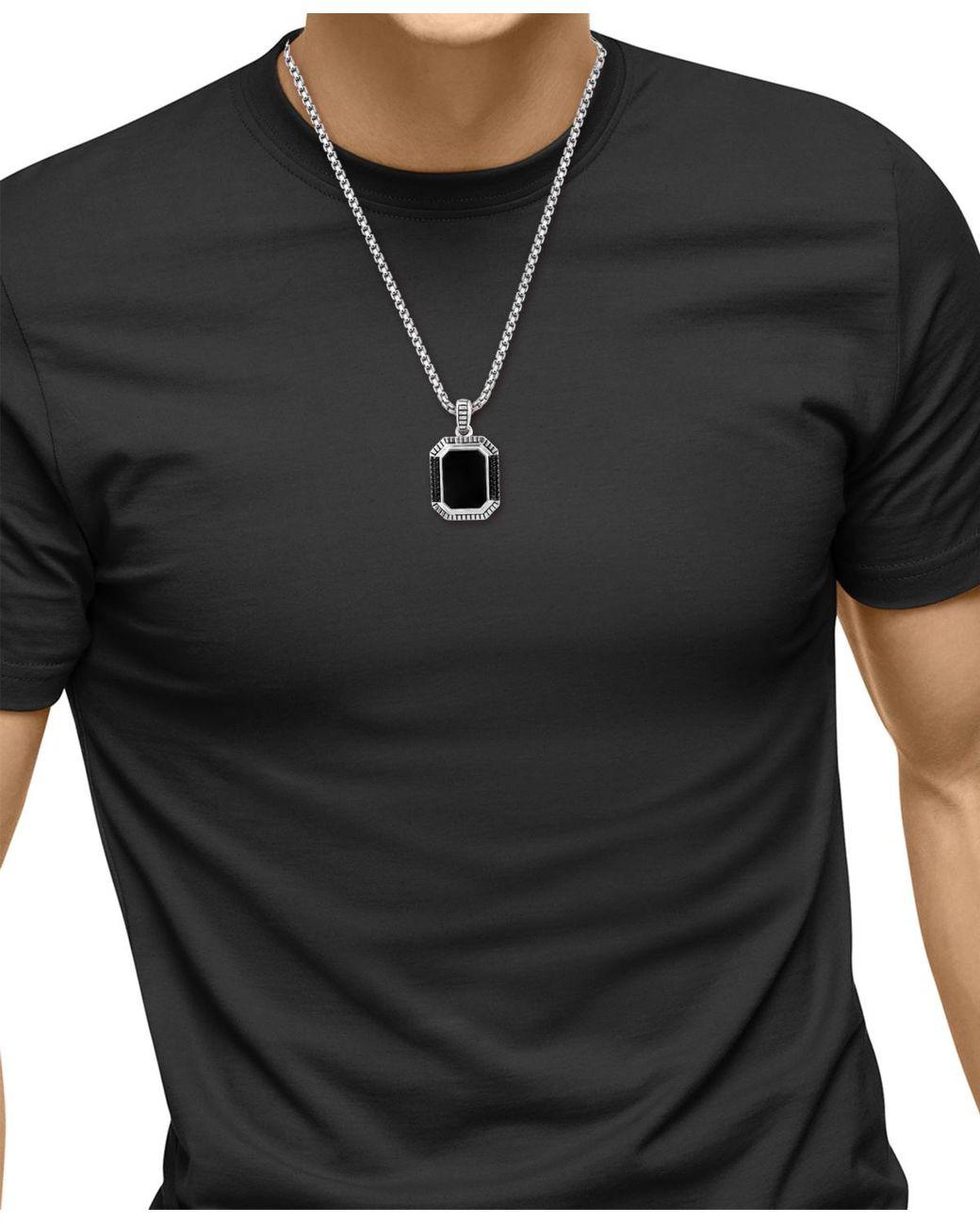 Men's Metallic Effy Onyx & Black Spinel 22" Pendant Necklace