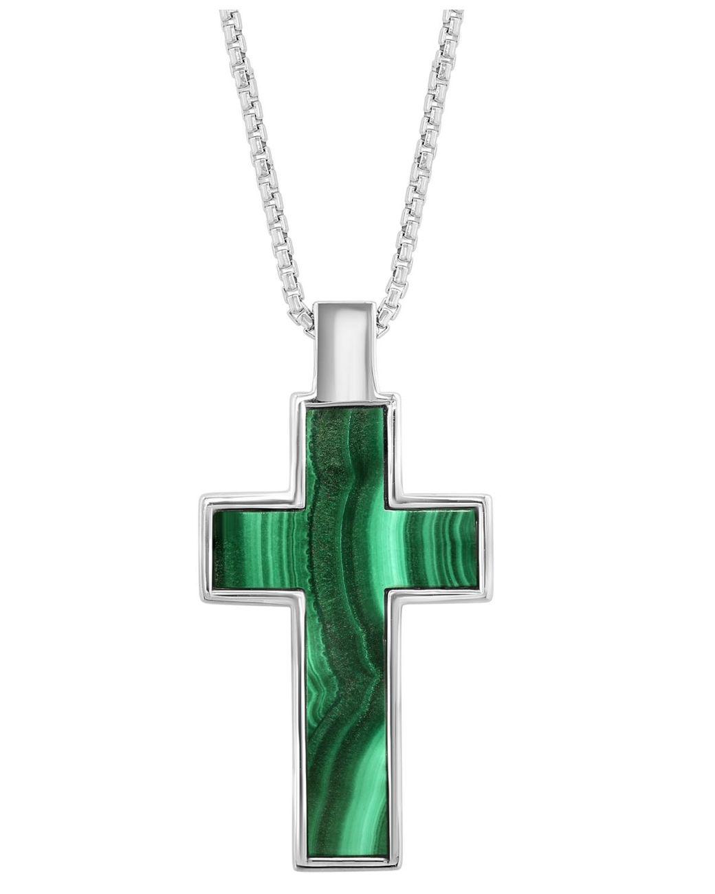 Men's Green Effy Malachite Square Cross 22" Pendant Necklace
