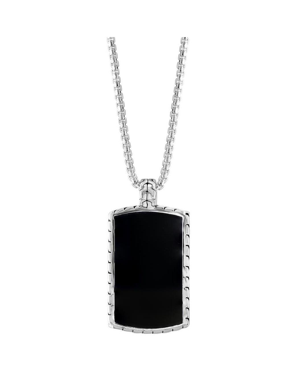 Men's White Sterling Onyx Pendant Necklace