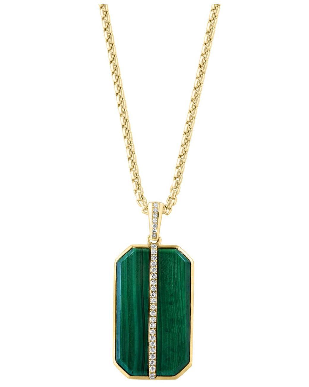 Men's Metallic Effy Malachite & Diamond (1/6 Ct. T.w.