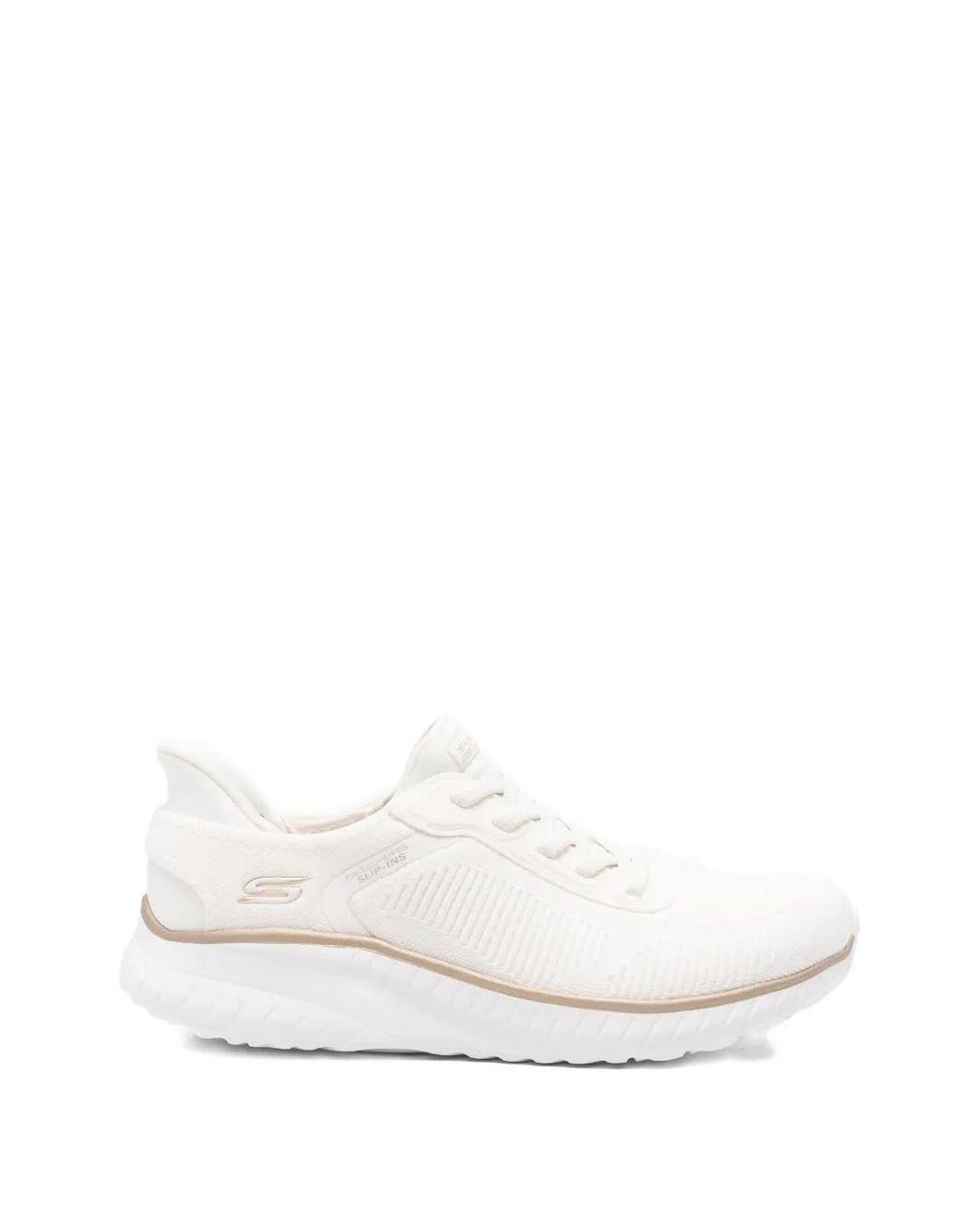 Women's White Bobs Sport Squad Chaos Lace-Up Sneakers