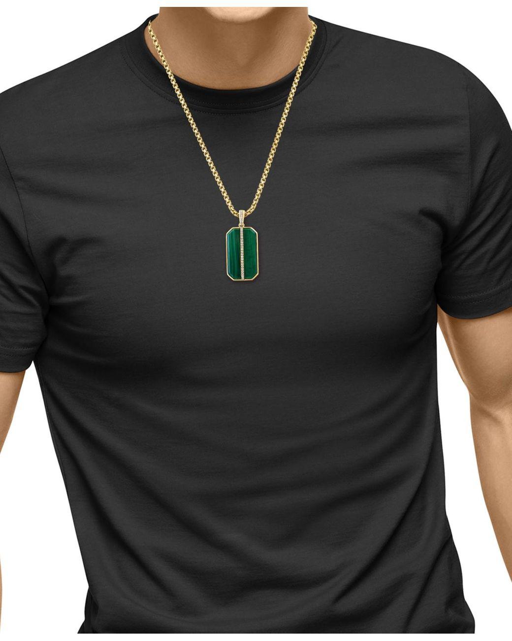 Men's Metallic Effy Malachite & Diamond (1/6 Ct. T.w.