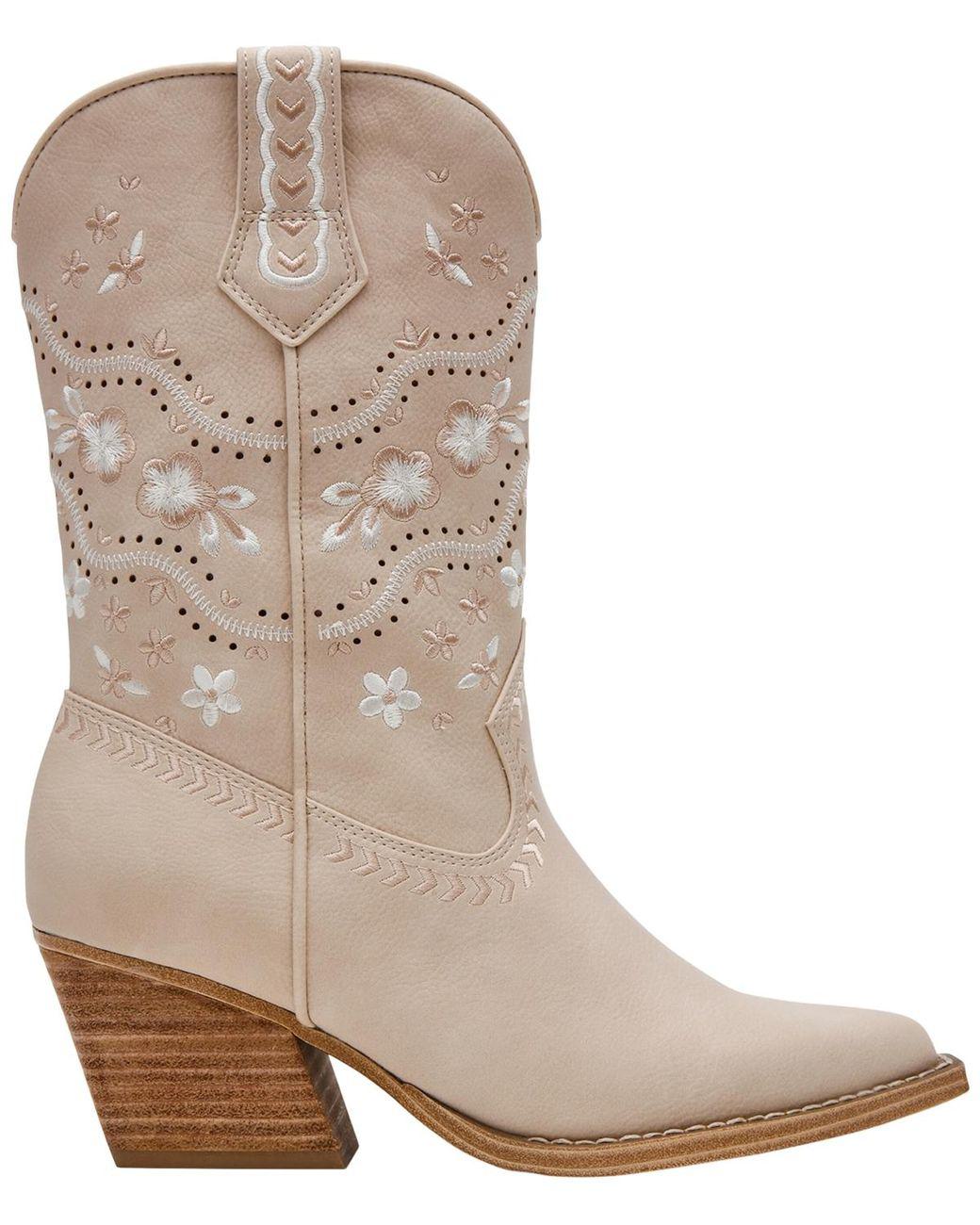 Women's Brown Avita Pull-on Contrast Stitch Western Cowboy Boots