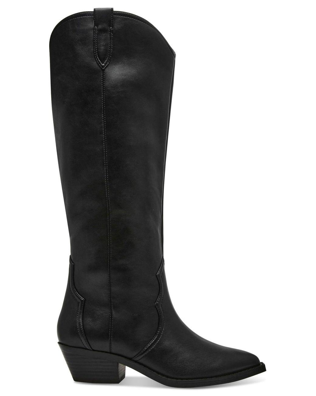 Women's Black Kit Knee-high Wide Calf Cowboy Boots