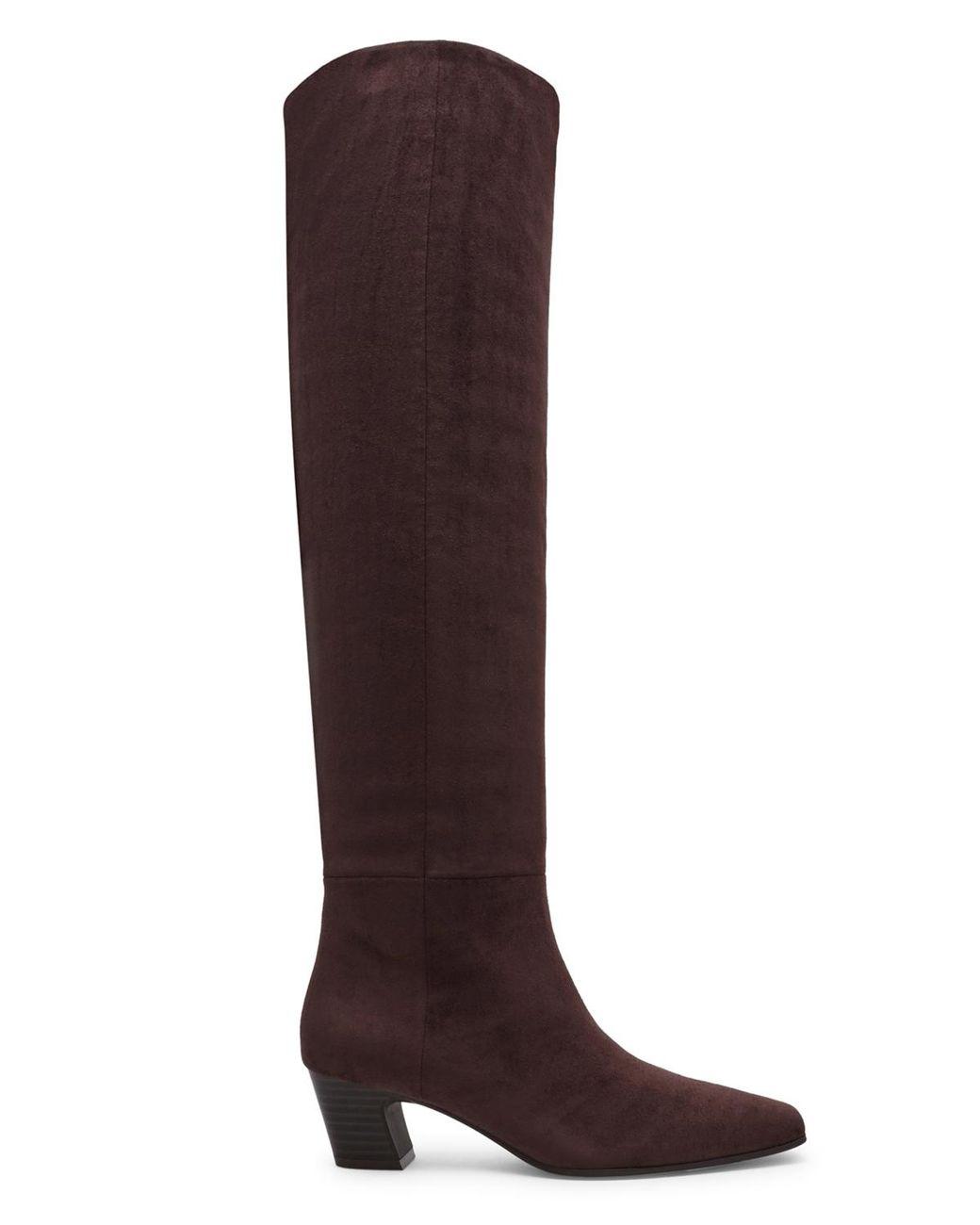 Women's Brown Stryker Wide-calf Over-the-knee Pull On Heeled Boots