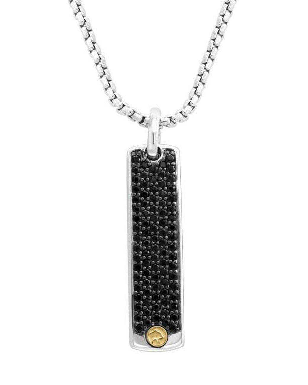 Men's Black Sterling & 18K Sapphire Pendant Necklace