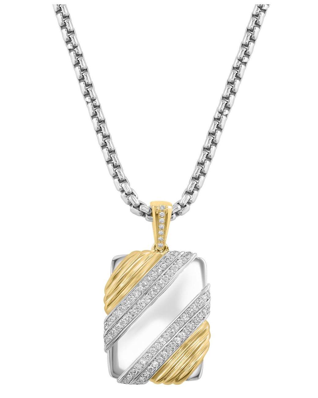 Men's Metallic Diamond Pendant Necklace (1/3 Ct. T.w.