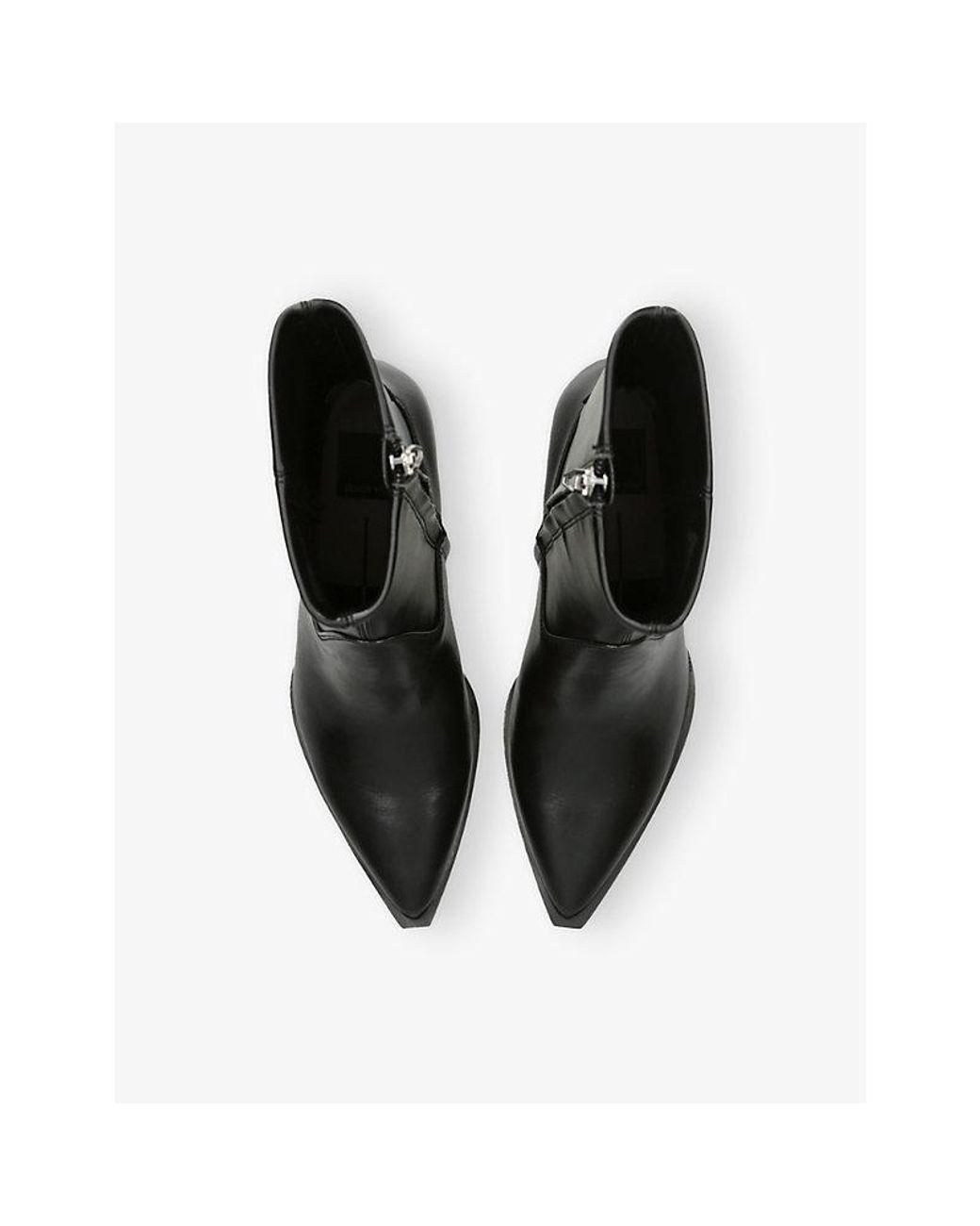 Women's Black Arya Leather Heeled Ankle Boots