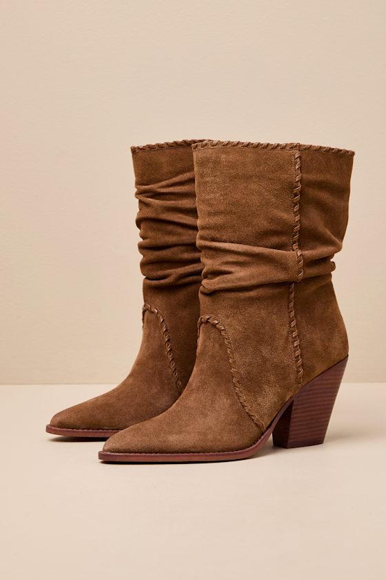 Dolce Vita Julith Suede Stitched Slouchy Mid-Calf Boots