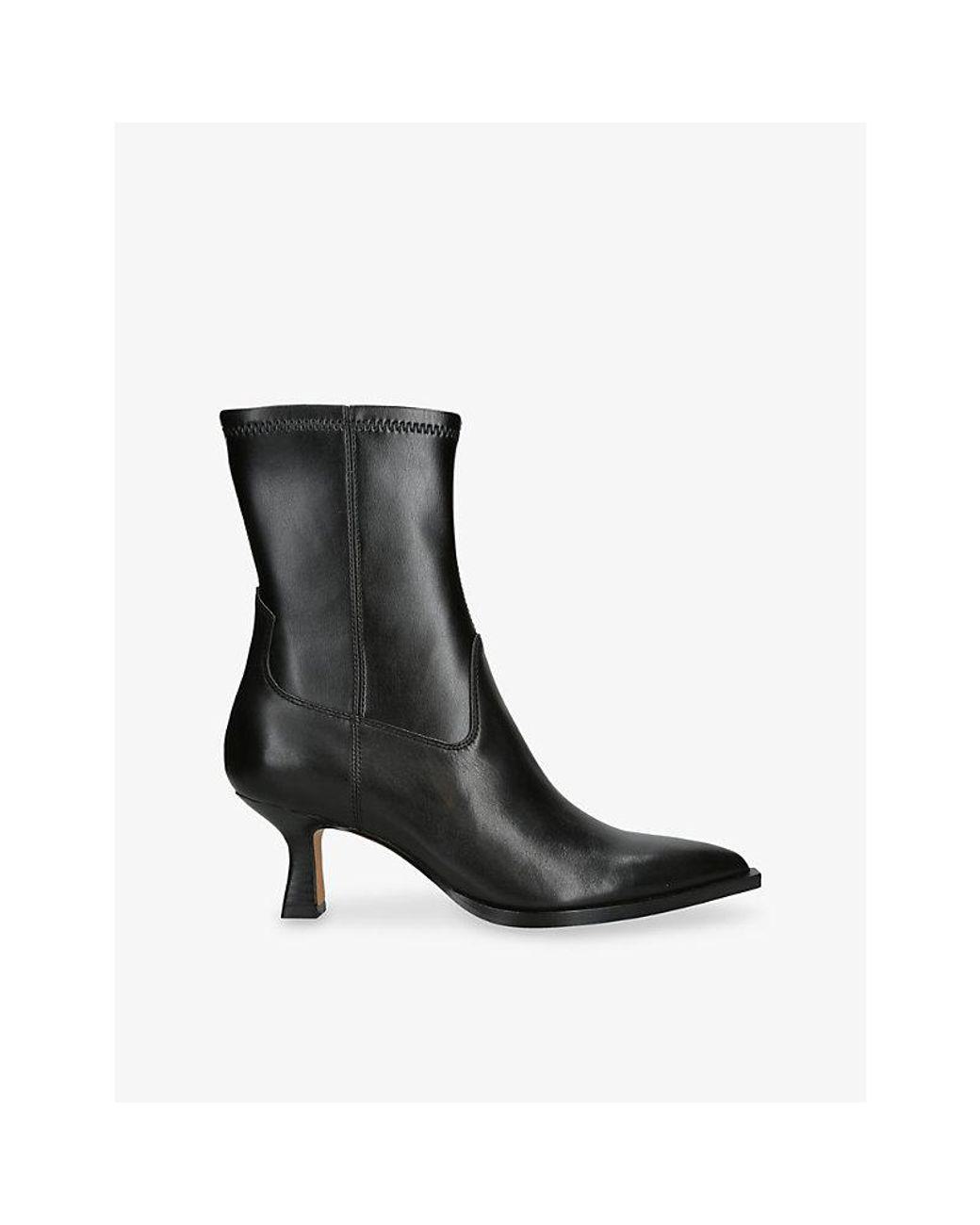 Women's Black Arya Leather Heeled Ankle Boots