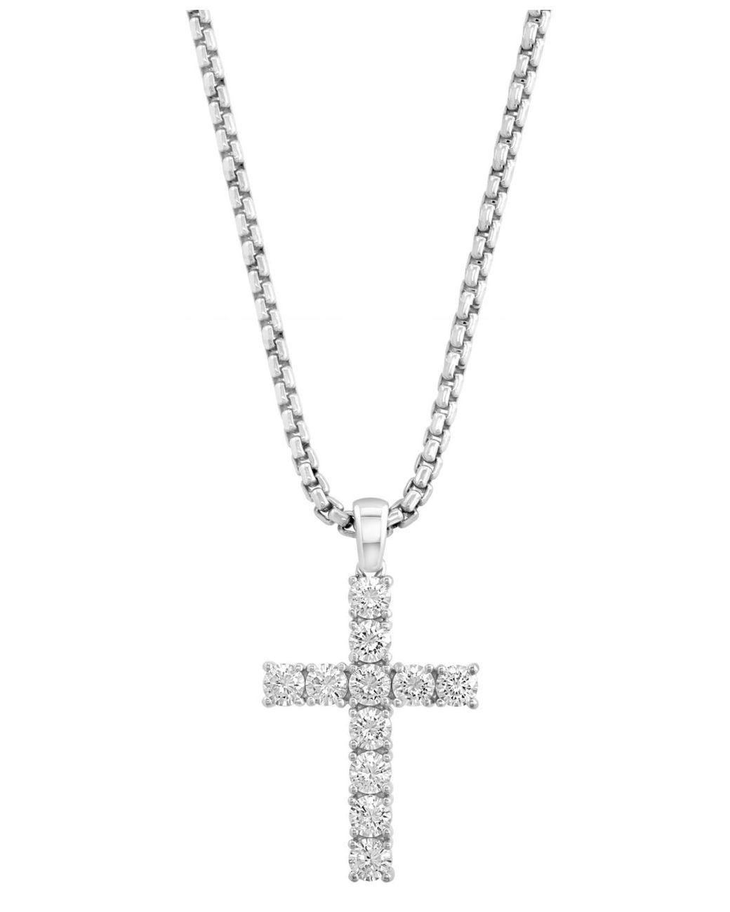 Men's Metallic Effy Zircon Cross 22" Pendant Necklace