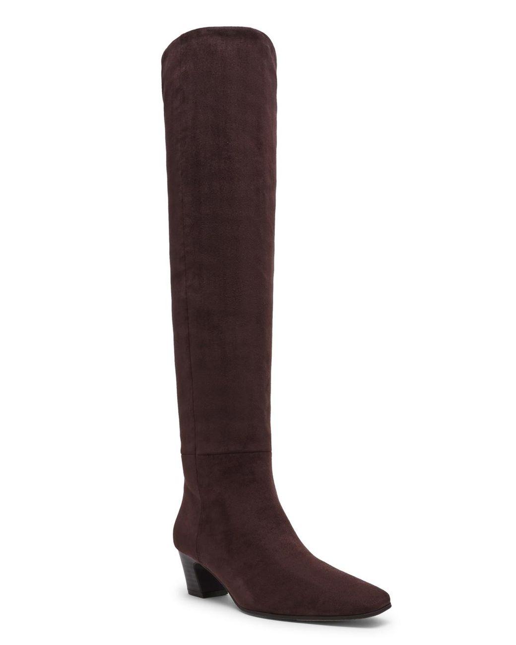 Women's Brown Stryker Wide-calf Over-the-knee Pull On Heeled Boots
