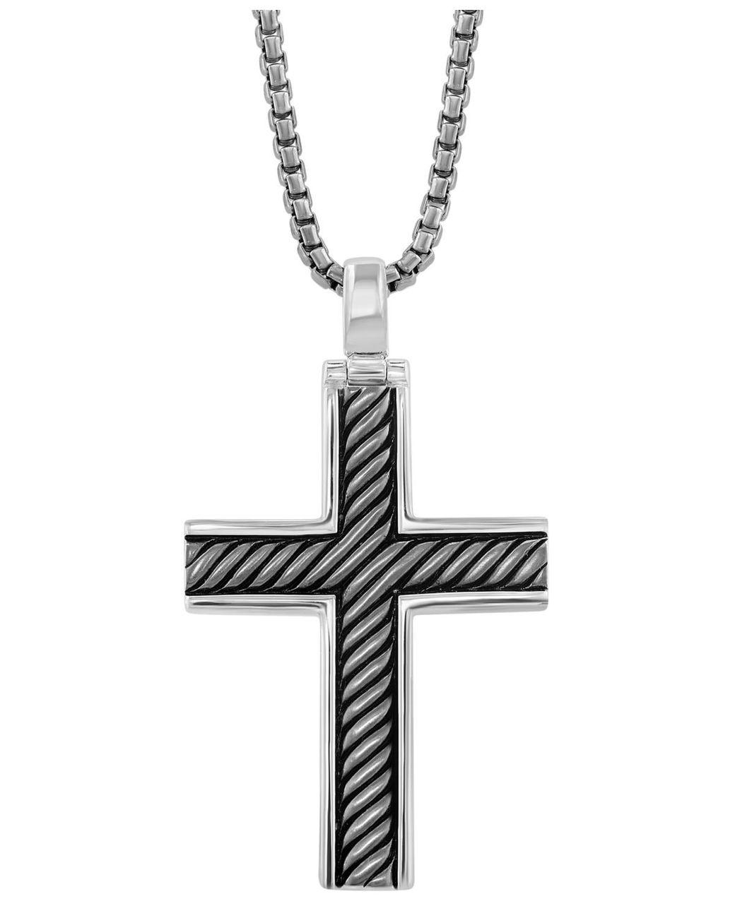 Men's Metallic Effy Black Rhodium Cross 22" Pendant Necklace