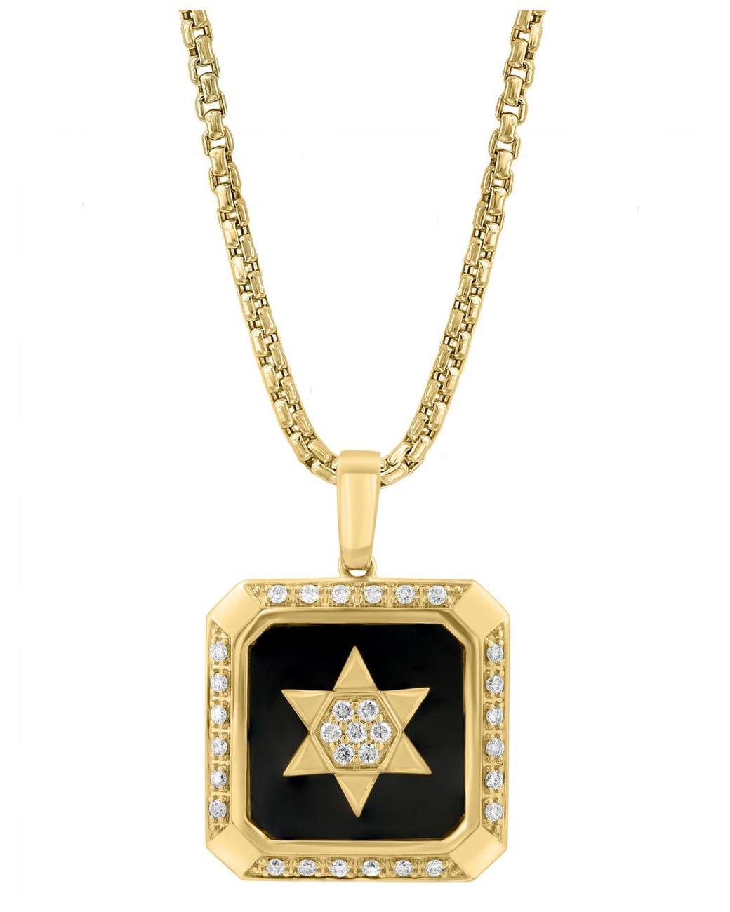 Men's Metallic Effy & Diamond Star Inlay Square 22" Pendant Necklace